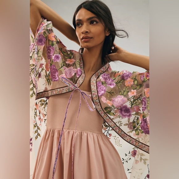 NWOT Anthropologie Self Contrast Floral Duster - Picture 3 of 5